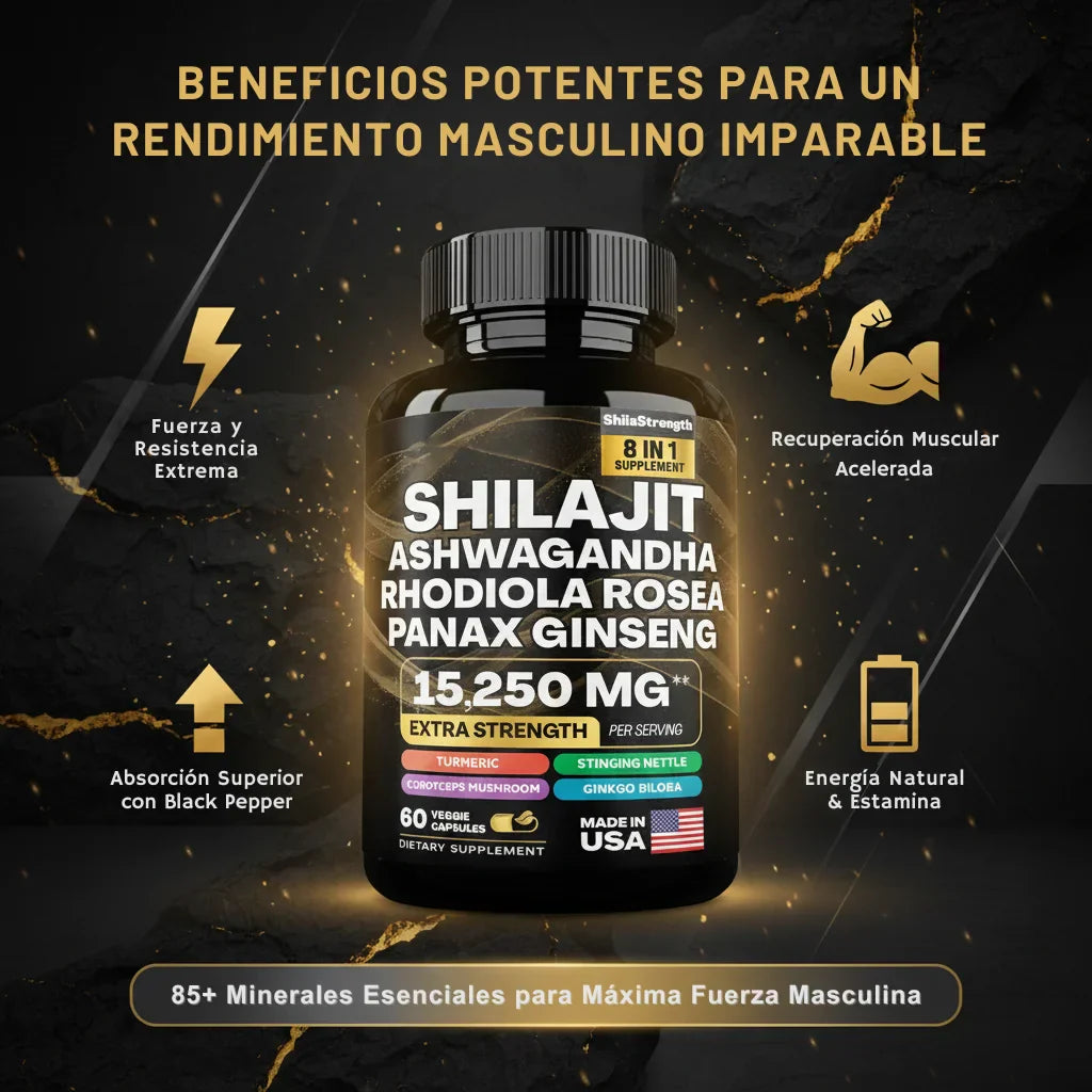 Cápsulas de Shilajit 100% Puro del Himalaya 92 Minerales (60 Cápsulas)