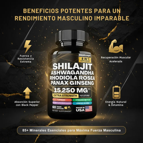 Cápsulas de Shilajit 100% Puro del Himalaya 92 Minerales (60 Cápsulas)