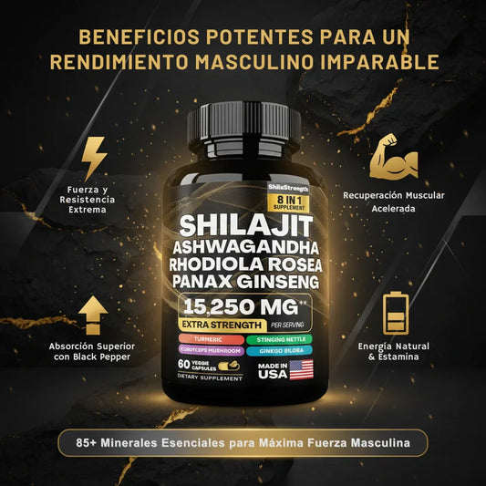 Cápsulas de Shilajit 100% Puro del Himalaya 92 Minerales (60 Cápsulas)