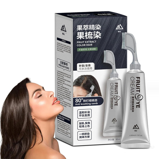 FruitDye - Crema de Tinte Natural para el Cabello con Peine Aplicador