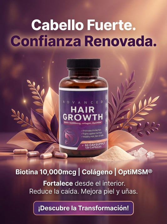 Hair Growth Advanced – Cápsulas para Crecimiento Capilar, Piel y Uñas (120 cápsulas)