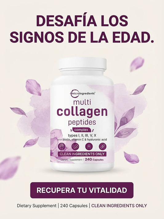 Multi Collagen Peptides – Soporte Integral para Piel, Cabello y Articulaciones (240 Cápsulas)