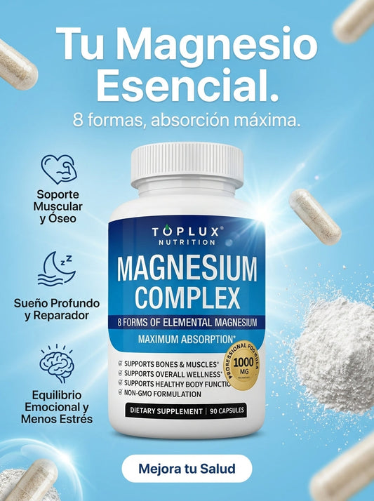 Magnesium Complex – Fórmula de Absorción Máxima para Huesos, Músculos y Sueño Reparador (60 Cápsulas)